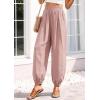imagePRETTYGARDEN Womens 2026 Summer Casual Pants High Waisted Loose Wide Leg Palazzo Pockets Lounge Beach Travel Trousers OutfitsPink