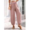 imagePRETTYGARDEN Womens 2026 Summer Casual Pants High Waisted Loose Wide Leg Palazzo Pockets Lounge Beach Travel Trousers OutfitsPink