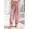 imagePRETTYGARDEN Womens 2026 Summer Casual Pants High Waisted Loose Wide Leg Palazzo Pockets Lounge Beach Travel Trousers OutfitsPink