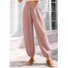 imagePRETTYGARDEN Womens 2026 Summer Casual Pants High Waisted Loose Wide Leg Palazzo Pockets Lounge Beach Travel Trousers OutfitsPink