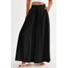 imagePRETTYGARDEN Womens 2026 Summer Wide Leg Palazzo Pants High Waisted Flowy Pockets Trendy Casual Lounge Boho Beach TrousersBlack