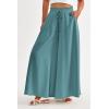 imagePRETTYGARDEN Womens 2026 Summer Wide Leg Palazzo Pants High Waisted Flowy Pockets Trendy Casual Lounge Boho Beach TrousersBlue Green