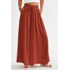 imagePRETTYGARDEN Womens 2026 Summer Wide Leg Palazzo Pants High Waisted Flowy Pockets Trendy Casual Lounge Boho Beach TrousersBrick Red