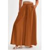 imagePRETTYGARDEN Womens 2026 Summer Wide Leg Palazzo Pants High Waisted Flowy Pockets Trendy Casual Lounge Boho Beach TrousersBrown