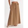 imagePRETTYGARDEN Womens 2026 Summer Wide Leg Palazzo Pants High Waisted Flowy Pockets Trendy Casual Lounge Boho Beach TrousersKhaki