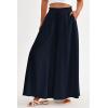 imagePRETTYGARDEN Womens 2026 Summer Wide Leg Palazzo Pants High Waisted Flowy Pockets Trendy Casual Lounge Boho Beach TrousersNavy