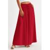 imagePRETTYGARDEN Womens 2026 Summer Wide Leg Palazzo Pants High Waisted Flowy Pockets Trendy Casual Lounge Boho Beach TrousersRed