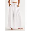 imagePRETTYGARDEN Womens 2026 Summer Wide Leg Palazzo Pants High Waisted Flowy Pockets Trendy Casual Lounge Boho Beach TrousersWhite