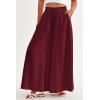 imagePRETTYGARDEN Womens 2026 Summer Wide Leg Palazzo Pants High Waisted Flowy Pockets Trendy Casual Lounge Boho Beach TrousersWine Red