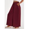 imagePRETTYGARDEN Womens 2026 Summer Wide Leg Palazzo Pants High Waisted Flowy Pockets Trendy Casual Lounge Boho Beach TrousersWine Red