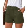imagePRETTYGARDEN Womens Summer Shorts 2026 Casual High Waisted Pleated Beach Vacation Tailored Denim Shorts with PocketsArmy Green