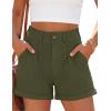 imagePRETTYGARDEN Womens Summer Shorts 2026 Casual High Waisted Pleated Beach Vacation Tailored Denim Shorts with PocketsArmy Green