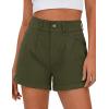 imagePRETTYGARDEN Womens Summer Shorts 2026 Casual High Waisted Pleated Beach Vacation Tailored Denim Shorts with PocketsArmy Green