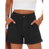 imagePRETTYGARDEN Womens Summer Shorts 2026 Casual High Waisted Pleated Beach Vacation Tailored Denim Shorts with PocketsBlack