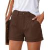 imagePRETTYGARDEN Womens Summer Shorts 2026 Casual High Waisted Pleated Beach Vacation Tailored Denim Shorts with PocketsBrown
