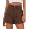 imagePRETTYGARDEN Womens Summer Shorts 2026 Casual High Waisted Pleated Beach Vacation Tailored Denim Shorts with PocketsBrown