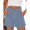 imagePRETTYGARDEN Womens Summer Shorts 2026 Casual High Waisted Pleated Beach Vacation Tailored Denim Shorts with PocketsGrey Blue