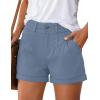 imagePRETTYGARDEN Womens Summer Shorts 2026 Casual High Waisted Pleated Beach Vacation Tailored Denim Shorts with PocketsGrey Blue