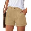 imagePRETTYGARDEN Womens Summer Shorts 2026 Casual High Waisted Pleated Beach Vacation Tailored Denim Shorts with PocketsKhaki