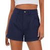 imagePRETTYGARDEN Womens Summer Shorts 2026 Casual High Waisted Pleated Beach Vacation Tailored Denim Shorts with PocketsNavy Blue