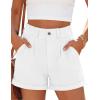 imagePRETTYGARDEN Womens Summer Shorts 2026 Casual High Waisted Pleated Beach Vacation Tailored Denim Shorts with PocketsWhite