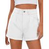 imagePRETTYGARDEN Womens Summer Shorts 2026 Casual High Waisted Pleated Beach Vacation Tailored Denim Shorts with PocketsWhite
