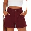 imagePRETTYGARDEN Womens Summer Shorts 2026 Casual High Waisted Pleated Beach Vacation Tailored Denim Shorts with PocketsWine Red