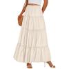 imagePRETTYGARDEN Boho Maxi Skirts for Women Trendy Summer 2026 Spring Long Flowy A Line Tiered Skirt Beach Vacation Clothes DressBeige