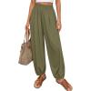 imagePRETTYGARDEN Womens 2026 Summer Casual Pants High Waisted Loose Wide Leg Palazzo Pockets Lounge Beach Travel Trousers OutfitsArmy Green