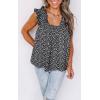 imagePRETTYGARDEN Boho Floral Tank Tops for Women Shirred Straps Pleated Summer Casual Sleeveless Shirts Tops Beach BlousesBlack