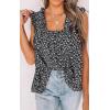 imagePRETTYGARDEN Boho Floral Tank Tops for Women Shirred Straps Pleated Summer Casual Sleeveless Shirts Tops Beach BlousesBlack