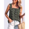 imagePRETTYGARDEN Boho Floral Tank Tops for Women Shirred Straps Pleated Summer Casual Sleeveless Shirts Tops Beach BlousesBlack Yellow Floral