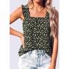 imagePRETTYGARDEN Boho Floral Tank Tops for Women Shirred Straps Pleated Summer Casual Sleeveless Shirts Tops Beach BlousesBlack Yellow Floral