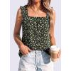 imagePRETTYGARDEN Boho Floral Tank Tops for Women Shirred Straps Pleated Summer Casual Sleeveless Shirts Tops Beach BlousesBlack Yellow Floral