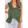 imagePRETTYGARDEN Boho Floral Tank Tops for Women Shirred Straps Pleated Summer Casual Sleeveless Shirts Tops Beach BlousesGreen