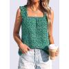 imagePRETTYGARDEN Boho Floral Tank Tops for Women Shirred Straps Pleated Summer Casual Sleeveless Shirts Tops Beach BlousesGreen Blue Floral