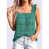 imagePRETTYGARDEN Boho Floral Tank Tops for Women Shirred Straps Pleated Summer Casual Sleeveless Shirts Tops Beach BlousesGreen Blue Floral