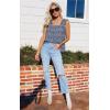 imagePRETTYGARDEN Boho Floral Tank Tops for Women Shirred Straps Pleated Summer Casual Sleeveless Shirts Tops Beach BlousesLight Blue