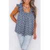 imagePRETTYGARDEN Boho Floral Tank Tops for Women Shirred Straps Pleated Summer Casual Sleeveless Shirts Tops Beach BlousesLight Blue