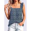 imagePRETTYGARDEN Boho Floral Tank Tops for Women Shirred Straps Pleated Summer Casual Sleeveless Shirts Tops Beach BlousesNavy Purple Floral