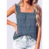 imagePRETTYGARDEN Boho Floral Tank Tops for Women Shirred Straps Pleated Summer Casual Sleeveless Shirts Tops Beach BlousesNavy Purple Floral
