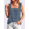 imagePRETTYGARDEN Boho Floral Tank Tops for Women Shirred Straps Pleated Summer Casual Sleeveless Shirts Tops Beach BlousesNavy Purple Floral