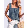 imagePRETTYGARDEN Boho Floral Tank Tops for Women Shirred Straps Pleated Summer Casual Sleeveless Shirts Tops Beach BlousesNavy Purple Floral