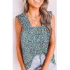 imagePRETTYGARDEN Boho Floral Tank Tops for Women Shirred Straps Pleated Summer Casual Sleeveless Shirts Tops Beach BlousesOlive Green