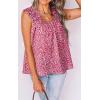 imagePRETTYGARDEN Boho Floral Tank Tops for Women Shirred Straps Pleated Summer Casual Sleeveless Shirts Tops Beach BlousesRed