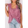 imagePRETTYGARDEN Boho Floral Tank Tops for Women Shirred Straps Pleated Summer Casual Sleeveless Shirts Tops Beach BlousesRed