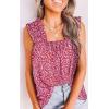 imagePRETTYGARDEN Boho Floral Tank Tops for Women Shirred Straps Pleated Summer Casual Sleeveless Shirts Tops Beach BlousesRed