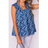 imagePRETTYGARDEN Boho Floral Tank Tops for Women Shirred Straps Pleated Summer Casual Sleeveless Shirts Tops Beach BlousesRoyal Blue