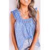imagePRETTYGARDEN Boho Floral Tank Tops for Women Shirred Straps Pleated Summer Casual Sleeveless Shirts Tops Beach BlousesSky Blue White Flower