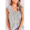 imagePRETTYGARDEN Boho Floral Tank Tops for Women Shirred Straps Pleated Summer Casual Sleeveless Shirts Tops Beach BlousesWhite